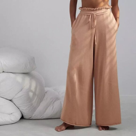 Lunya‎ Cozy Cotton Silk Relaxed Ankle Pant Lounge Otium Tranquil Tan Medium